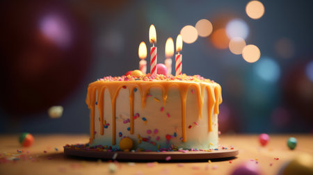 Birthday background with cake. Illustration Generative AIの素材