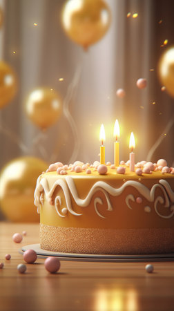Birthday background with cake. Illustration Generative AIの素材