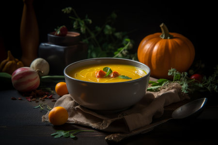 pumpkin soup. Illustration Generative AIの素材