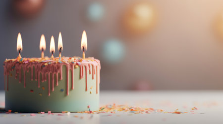 Birthday background with cake. Illustration Generative AIの素材