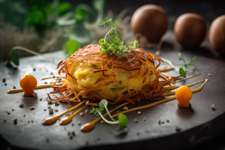 Potato pancake. Illustration Generative AIの素材