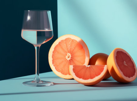 Glass of grapefruit juice with slices of orange Illustration Generative AIの素材