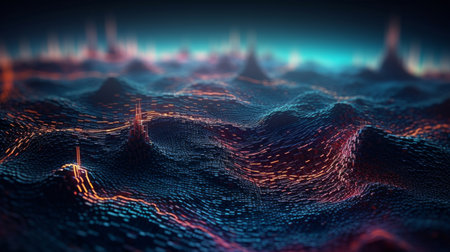High tech futuristic computer graphics background, Illustration Generative AIの素材