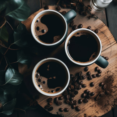 Coffee background for social media post. Illustration Generative AIの素材