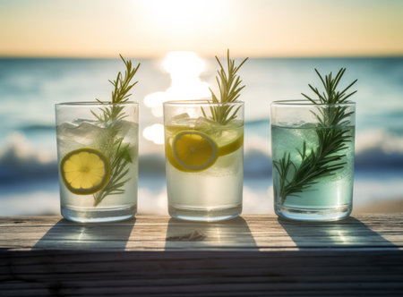 Lemonade with lemon. Illustration Generative AIの素材