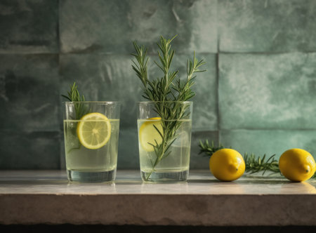 Lemonade with lemon. Illustration Generative AIの素材