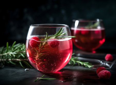 Raspberry cocktail. Illustration Generative AIの素材