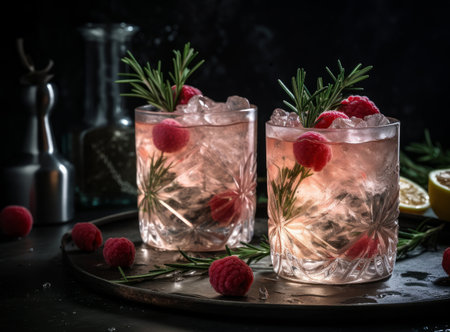 Raspberry cocktail. Illustration Generative AIの素材