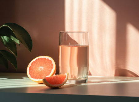 Glass of grapefruit juice with slices of orange Illustration Generative AIの素材