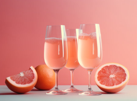 Glass of grapefruit juice with slices of orange Illustration Generative AIの素材
