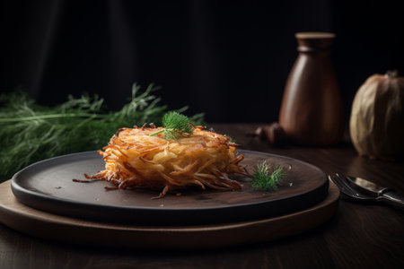 Potato pancake. Illustration Generative AIの素材
