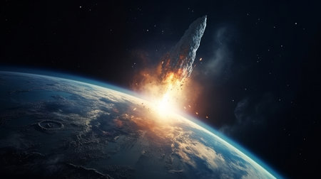 Space wallpaper rocket launch explosion with fire explosion. Illustration Generative AIの素材