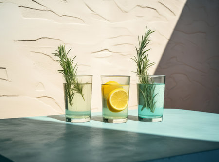 Lemonade with lemon. Illustration Generative AIの素材