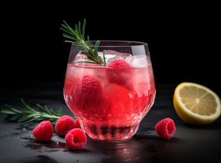 Raspberry cocktail. Illustration Generative AIの素材