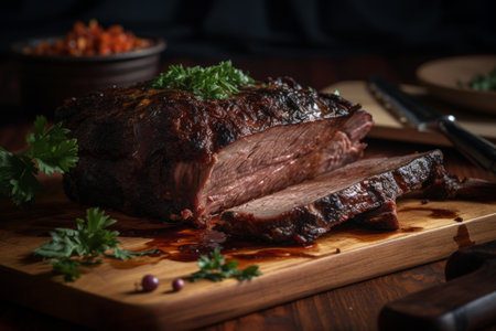 American barbecue beef brisket Illustration Generative AIの素材