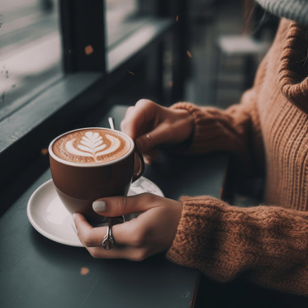 Coffee background for social media post. Illustration Generative AIの素材