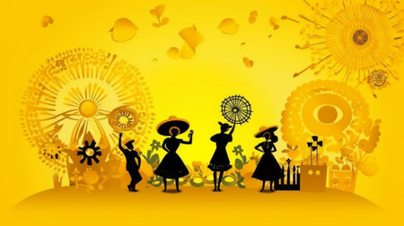 Festa Junina Holiday Background. Illustration Generative AIの素材
