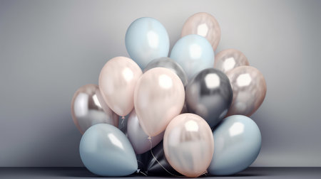 Happy Birthday Background with Balloons. Illustration Generative AIの素材
