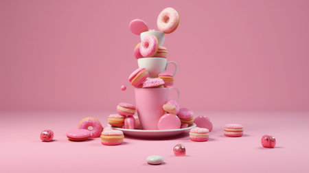 Floating donuts. Illustration Generative AIの素材