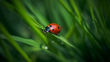 Ladybug on natural background. Illustration Generative AIの素材