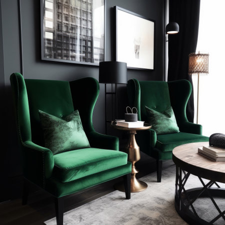 Modern interior with vivid chair. Illustration Generative AIの素材