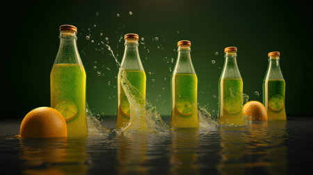 Juice bottles. Illustration Generative AIの素材