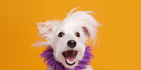 Cute dog on vivid background. Illustration Generative AIの素材