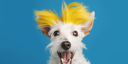 Cute dog on vivid background. Illustration Generative AIの素材