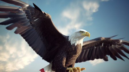 Eagle with USA flag. Illustration Generative AIの素材