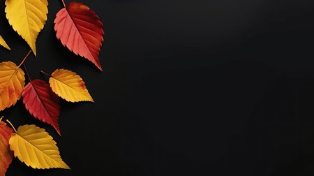 Autumn background with falling leaves. Illustration Generative AIの素材