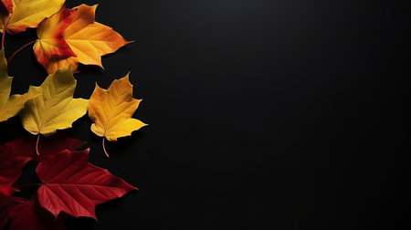Autumn background with falling leaves. Illustration Generative AIの素材