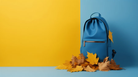 Back to school background with school bag. Illustration Generative AIの素材