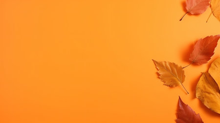 Autumn background with falling leaves. Illustration Generative AIの素材