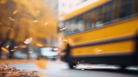 yellow school bus. back to school background. Illustration Generative AIの素材