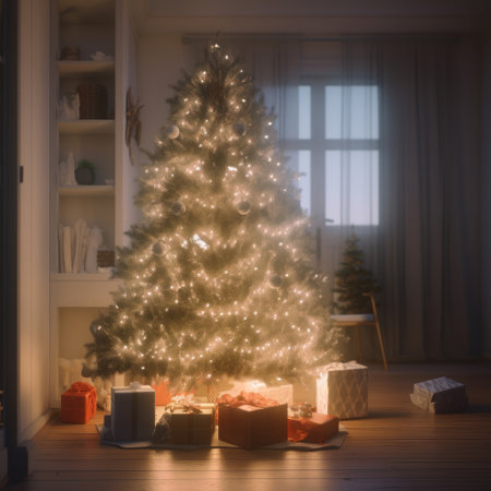 christmas tree background. Illustration Generative AIの素材