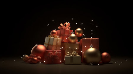 Glitter gift box background. Illustration Generative AIの素材