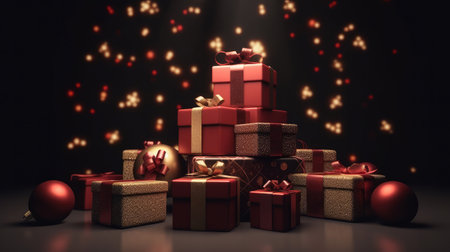 Glitter gift box background. Illustration Generative AIの素材