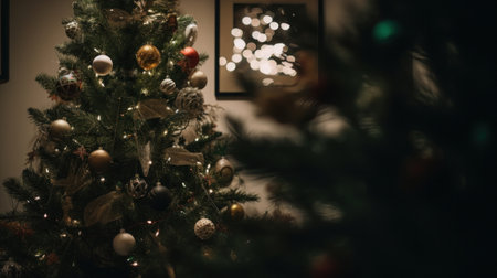 christmas tree background. Illustration Generative AIの素材