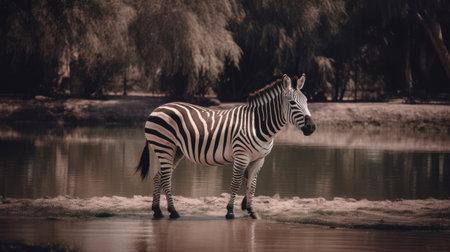 Zebra in natural background. Illustration Generative AIの素材