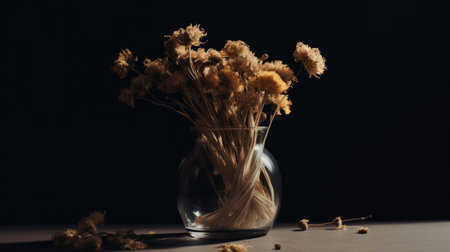 Minimalist background with dry flowers. Illustration Generative AIの素材