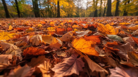 autumn orange leaves background. Illustration Generative AIの素材