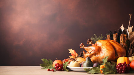 Thanksgiving dinner background. Illustration Generative AIの素材