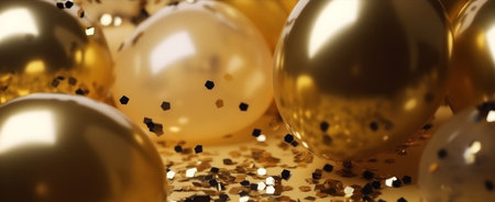 Happy Birthday Background with balloons. Illustration Generative AIの素材