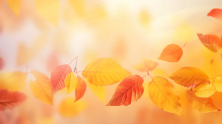 Autumn falling leaves background. Illustration Generative AIの素材