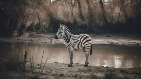 Zebra in natural background. Illustration Generative AIの素材