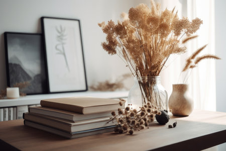 Minimalist interior design with vase. Illustration Generative AIの素材