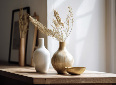 Minimalist interior design with vase. Illustration Generative AIの素材