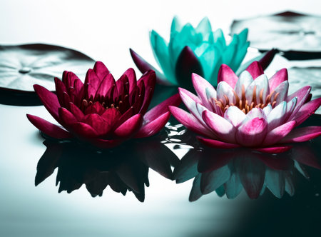 Water lilly natural background. Illustration Generative AIの素材