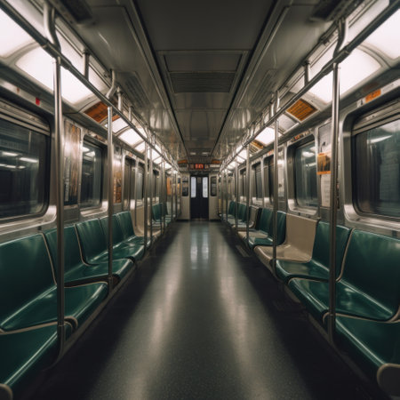 Inside of an empty subway train Illustration Generative AIの素材