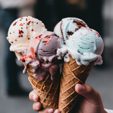 Sweet ice cream. Illustration Generative AIの素材